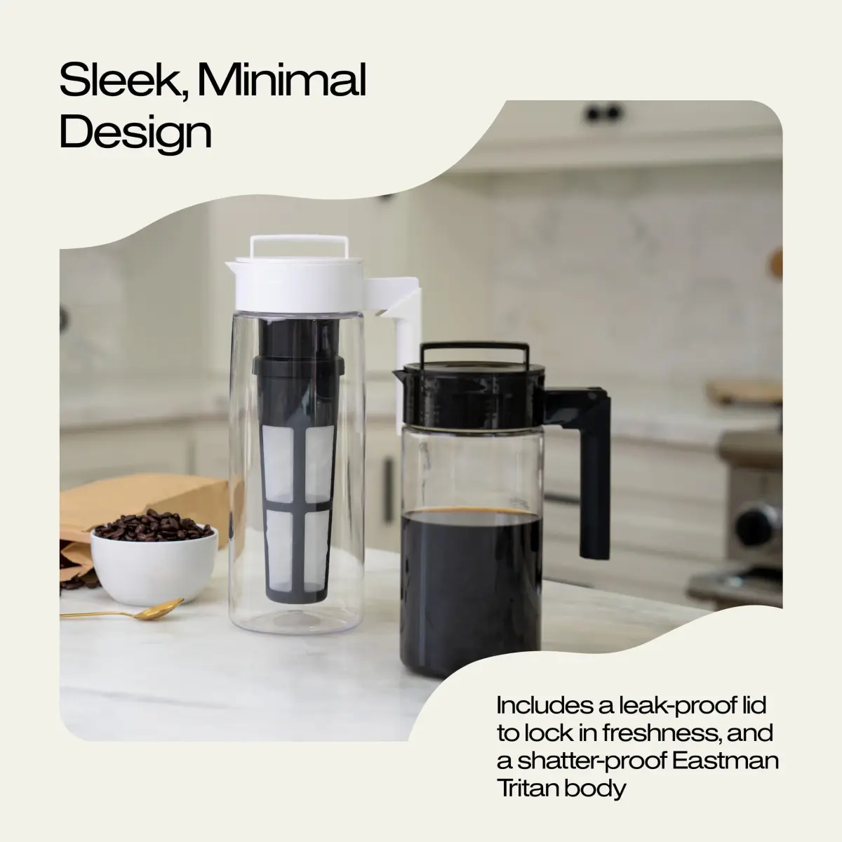 Takeya Deluxe Cold Brew Coffee Maker 2 qt (757 ml) Pack of 4 | Shatter-Proof Tritan Pitcher with Airtight Lid & Fine-Mesh Filter - view 5