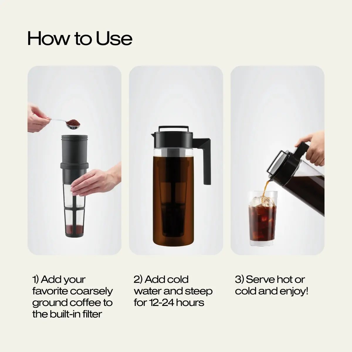 Takeya Deluxe Cold Brew Coffee Maker 2 qt (757 ml) Pack of 4 | Shatter-Proof Tritan Pitcher with Airtight Lid & Fine-Mesh Filter - view 6