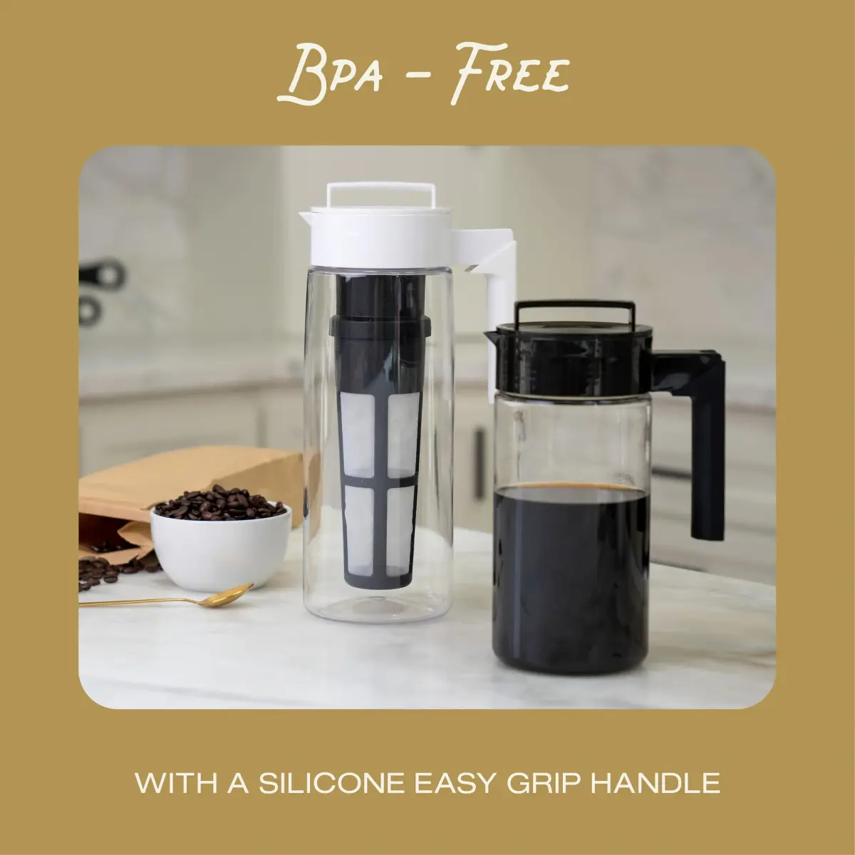 Takeya Deluxe Cold Brew Coffee Maker 1 Quart (3.78 L) Black | BPA-Free Tritan Pitcher with Airtight Lid & Fine-Mesh Filter - view 6