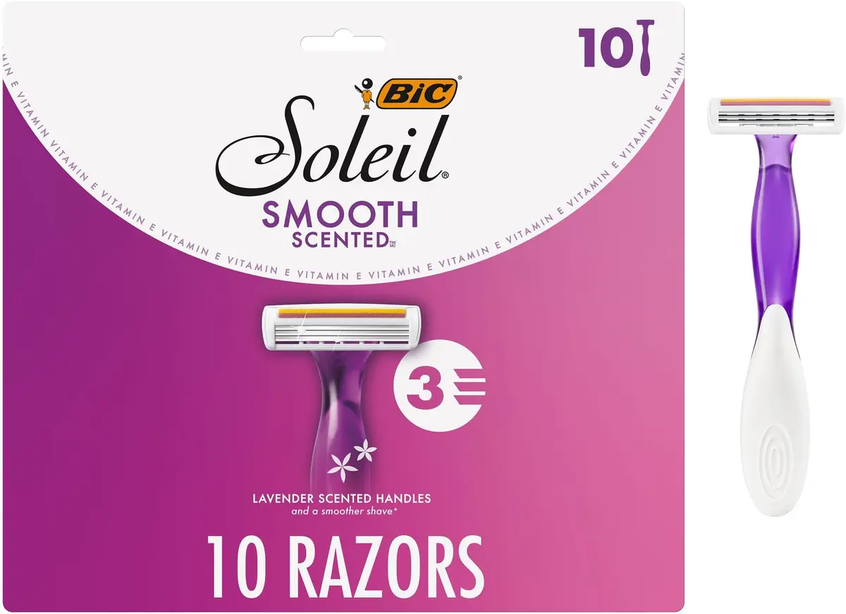 BIC Soleil 3 Scented Women's Disposable Razors with Lavender Scent & Vitamin E, 120-Count | Smooth Shave for Legs, Underarms, Bikini Line - main product image