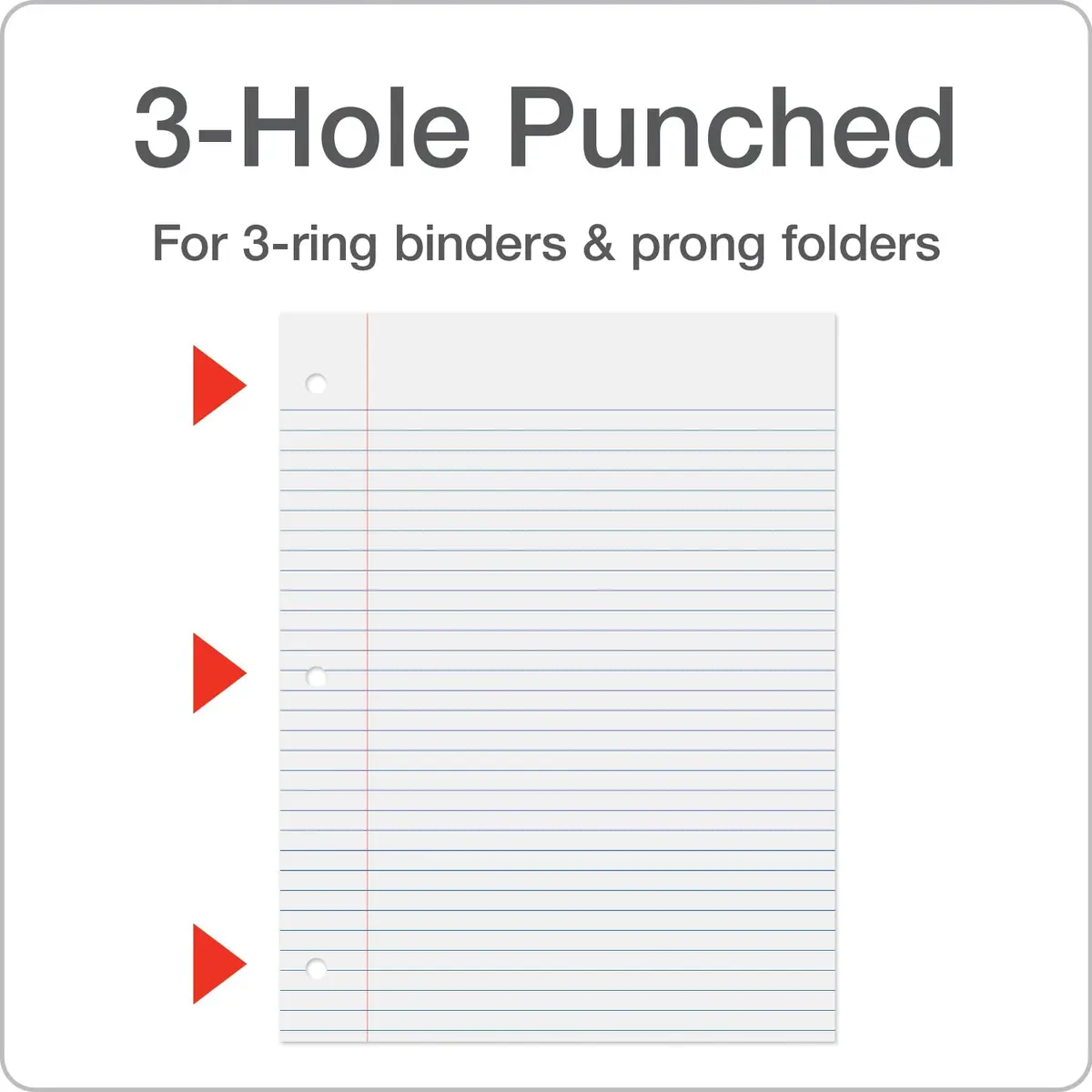 Oxford Loose Leaf Paper 8.5" x 11" | College Ruled, 500 Sheets, 3-Hole Punched (Pack of 10) - view 5