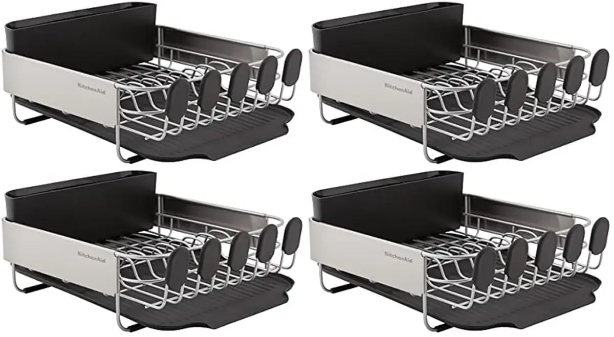 KitchenAid Compact Black Dish Rack (Pack of 4) - Rust Resistant, Space Saving with Removable Caddy - main product image