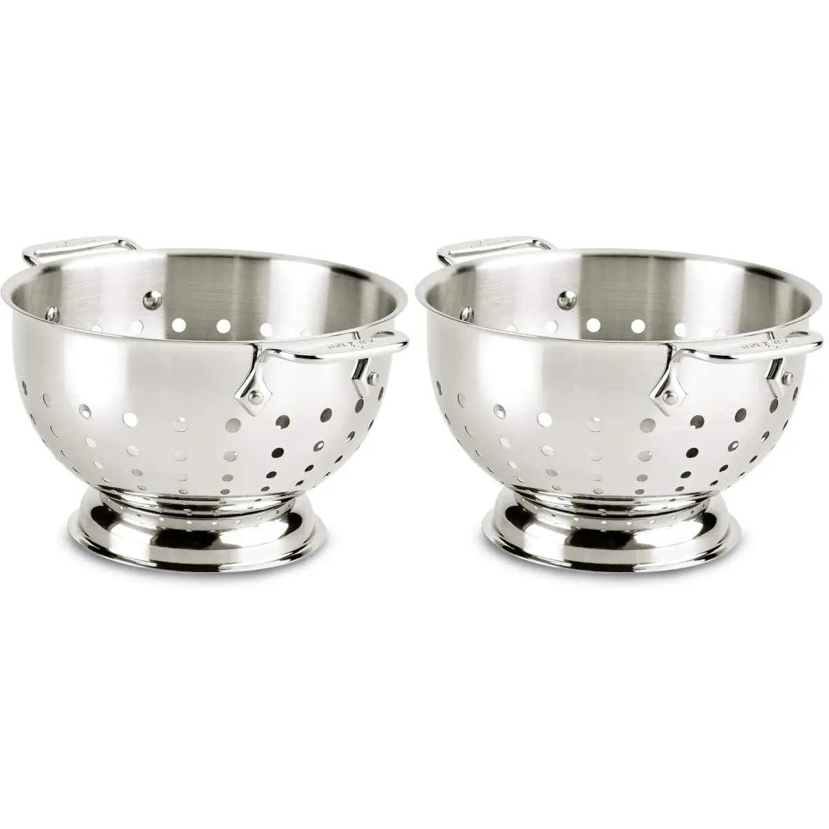 All-Clad Stainless Steel Colander 3 Quart (Pack of 2) | Quick Drainage & Stability - main product image