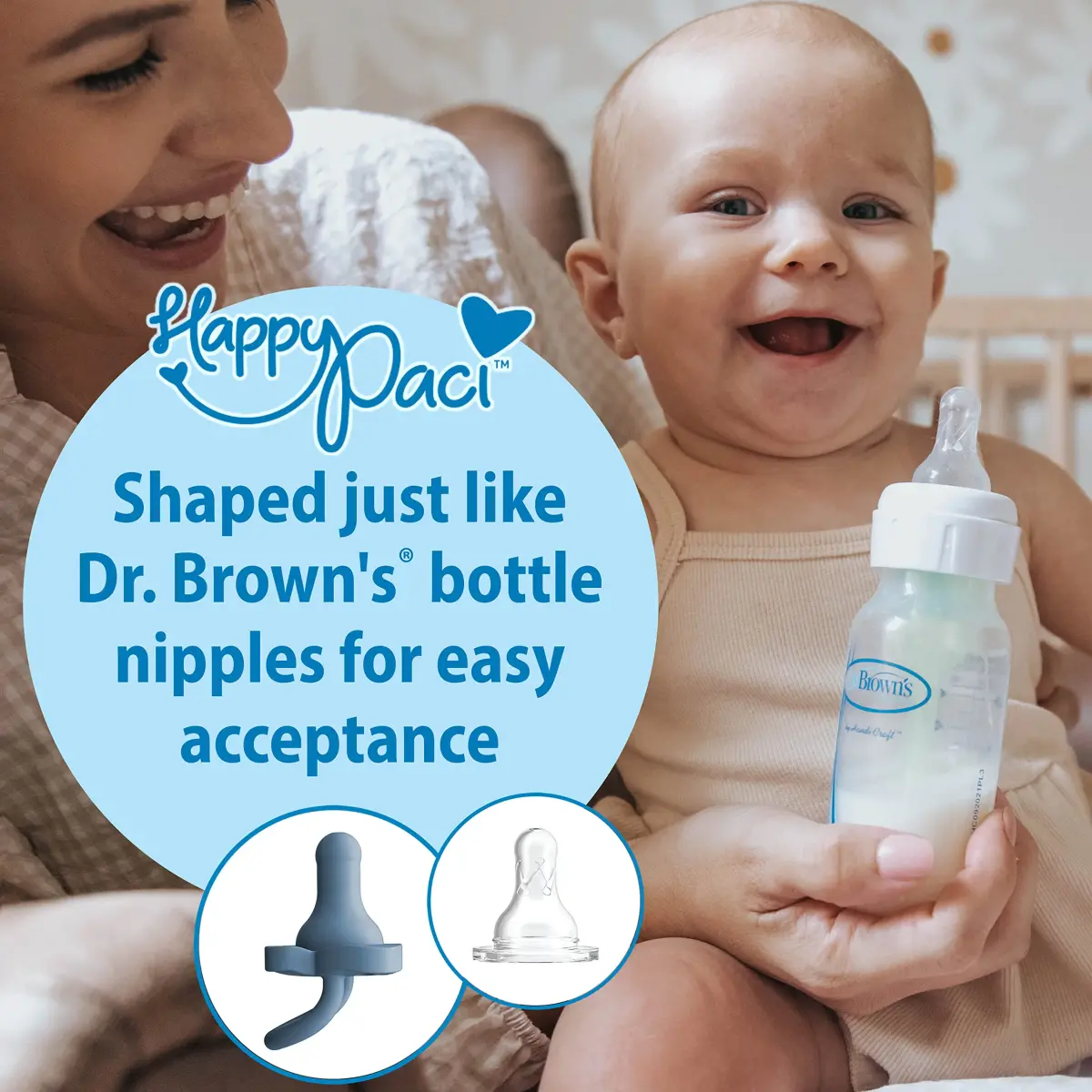 Dr. Brown's HappyPaci Silicone Baby Pacifier 0-6m | BPA-Free, Contoured Shield - view 2
