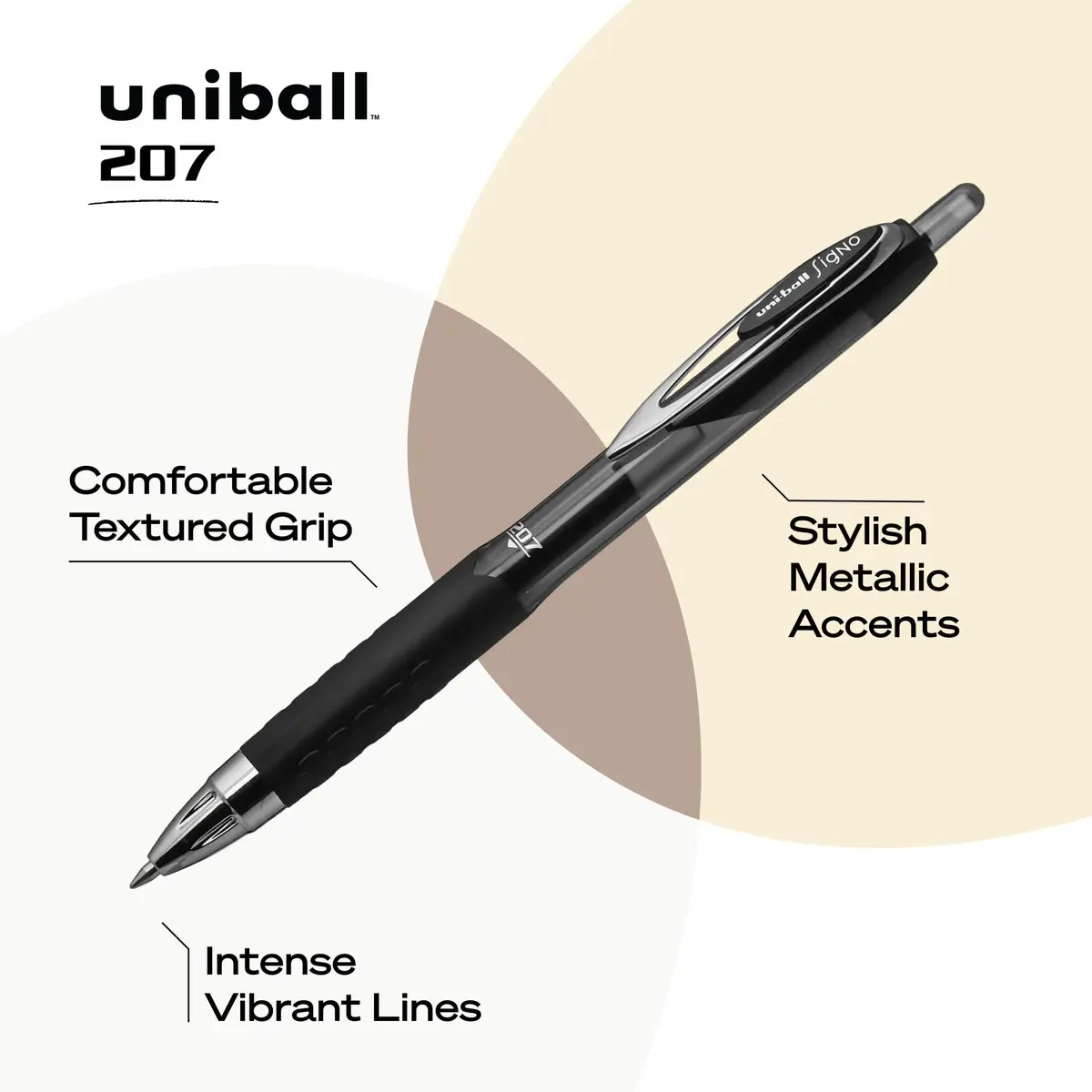 Uni-Ball 207 Retractable Gel Pens Medium Point 0.7mm Black 216 Count (Pack of 6) | Smooth Writing Gel Pens for Office & Students - view 3