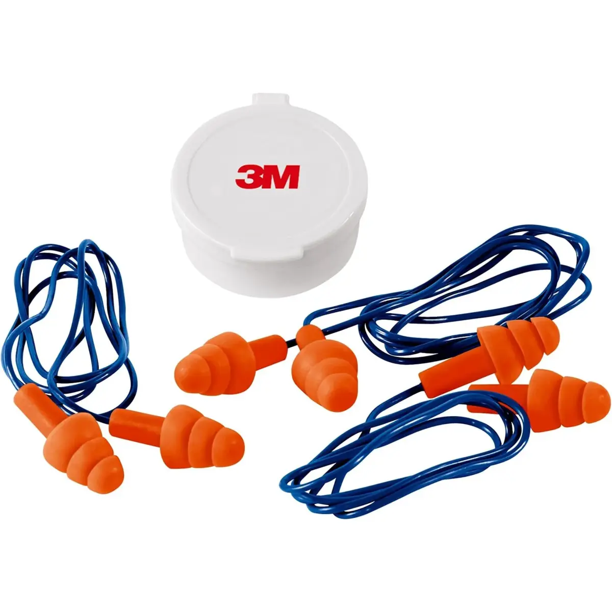 3M Corded Reusable Earplugs, Noise Reduction Rating 25 dB, Tri-Flange Design, 30 Pairs (Pack of 10) | Washable & Reusable Hearing Protection - main product image