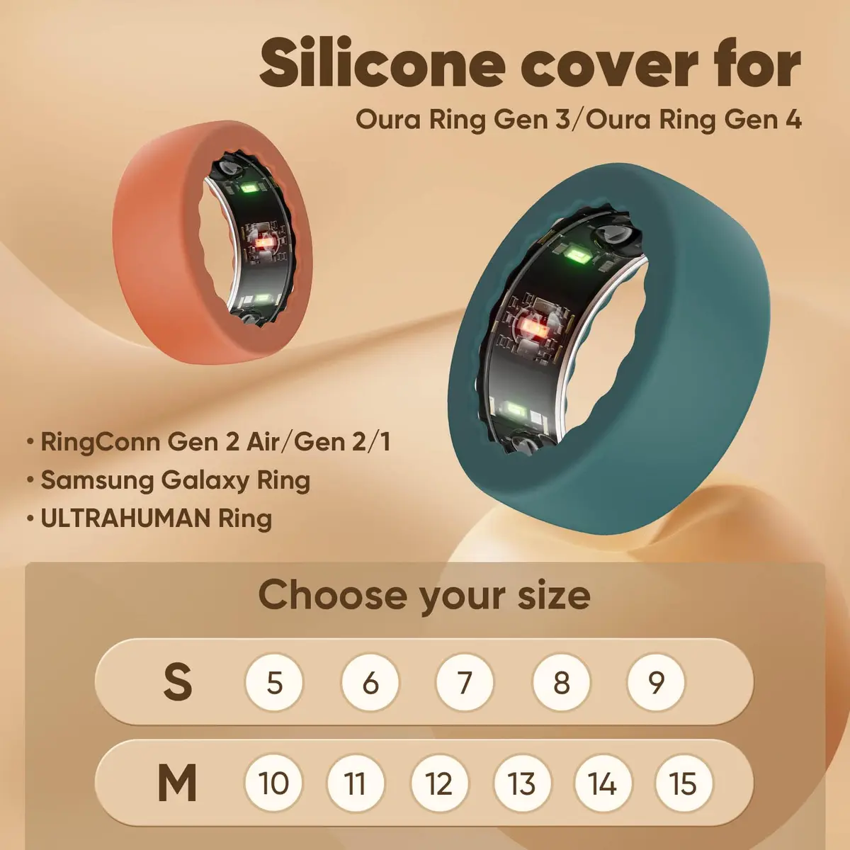 BO&DQQ 15 Pack Ultra-Thin Silicone Covers for Oura Ring Gen 4/4 Ceramic/3 | Precise Sensor Fit & Waterproof - view 2