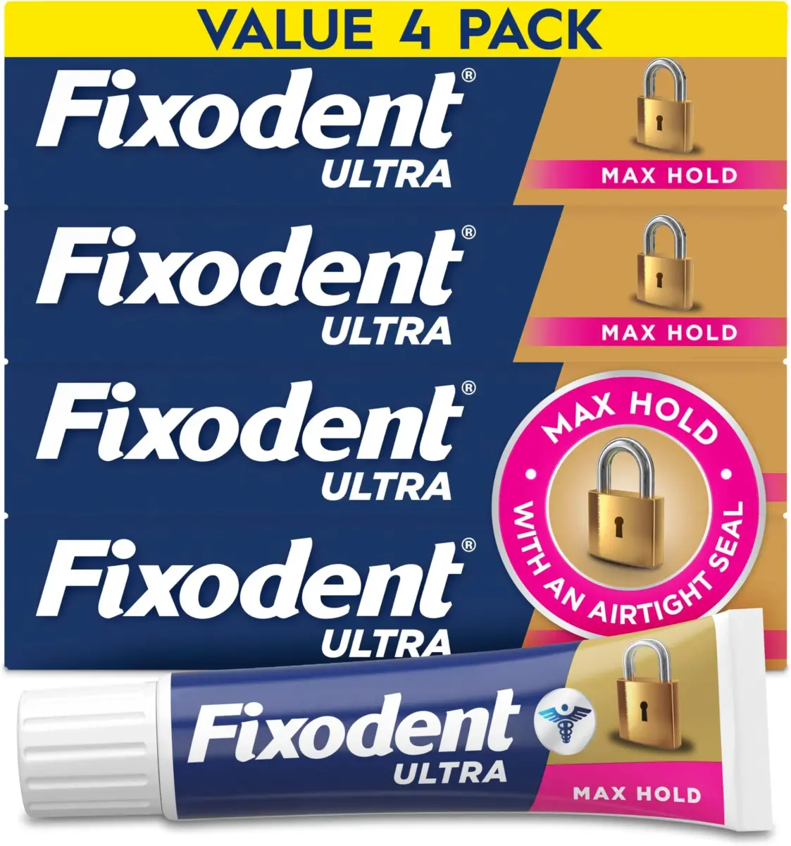 Fixodent Ultra Max Hold Secure Denture Adhesive Cream 2.2oz (Pack of 24) | Clinically Proven Strong Hold - main product image