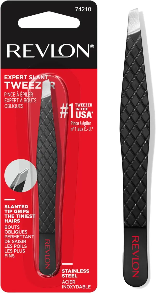 REVLON Expert Slant Tweezer, High Precision For an Easy Hair Removal, Made With Stainless Steel, 12 Count | Perfectly Aligned Slant Tips - main product image