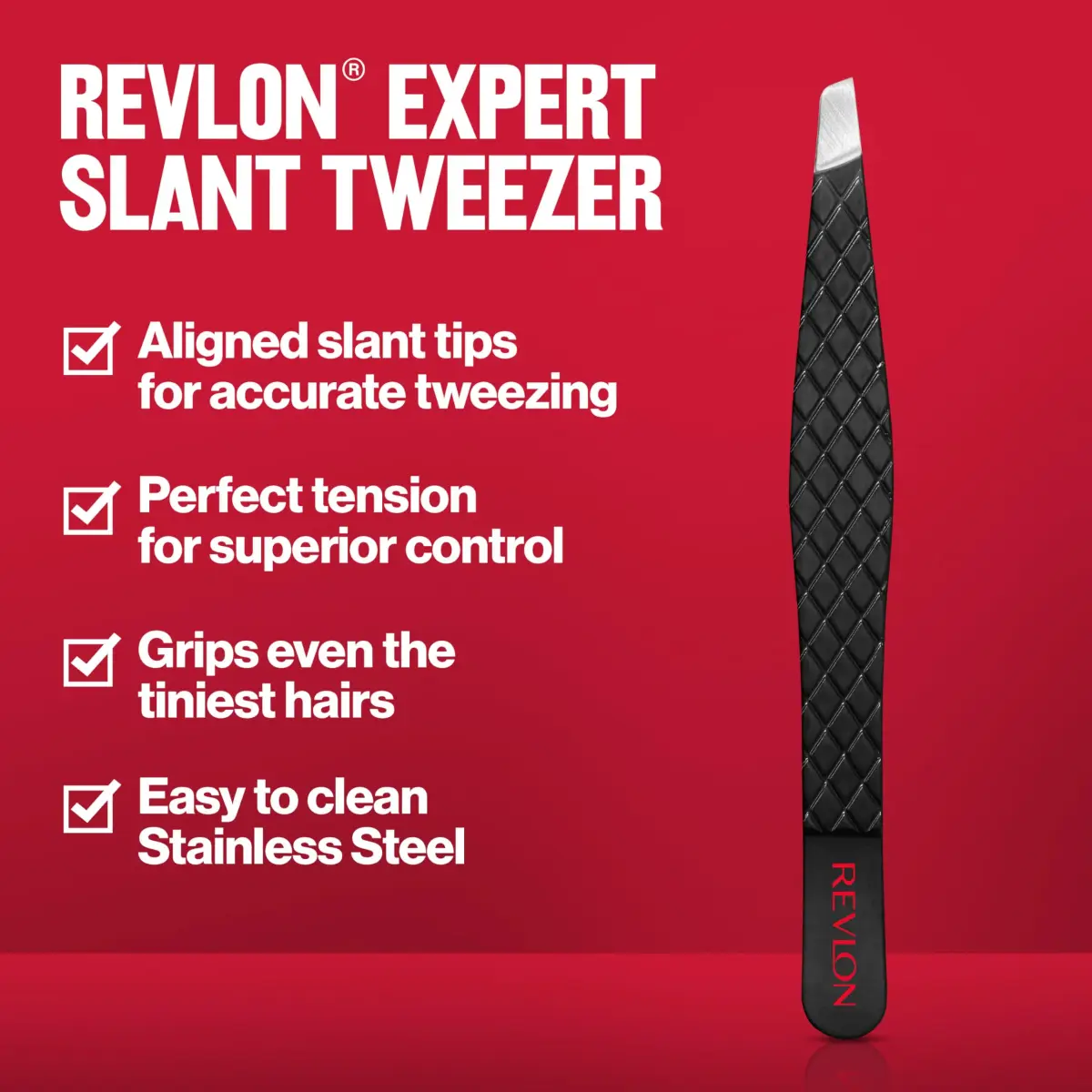 REVLON Expert Slant Tweezer, High Precision For an Easy Hair Removal, Made With Stainless Steel, 12 Count | Perfectly Aligned Slant Tips - view 3