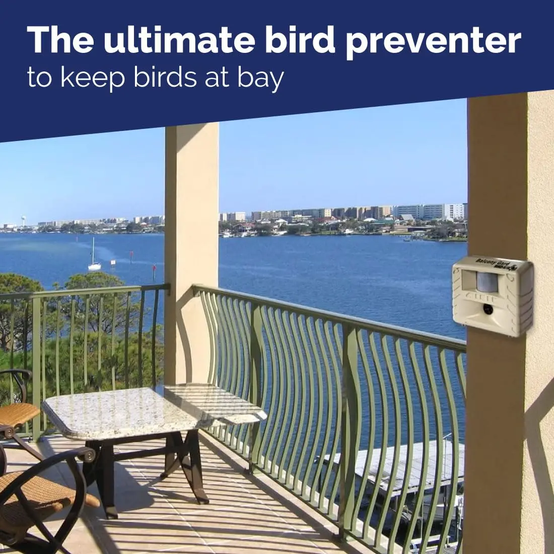 Bird-X Balcony Gard Ultrasonic Bird Preventer, Outdoor Bird Decoy with Motion-Sensor, Covers up to 900 sq. ft., 15-25 kHz Frequency | Humane Bird Deterrent - view 5