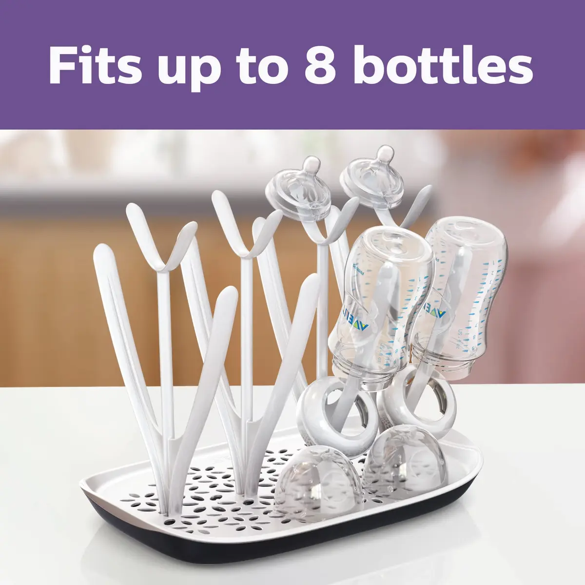 Philips Avent Drying Rack White SCF149/00 | Fits 8 Bottles, Nipples, Pump Parts & Accessories | 33cm (13.1") Long - view 6