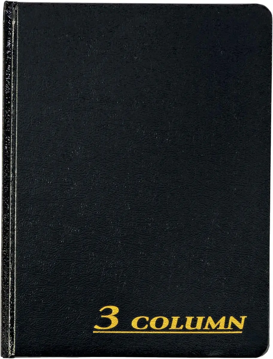 Adams Account Book, 7 x 9.25 Inches, Black, 3-Columns, 80 Pages | Professional Record Keeper - main product image