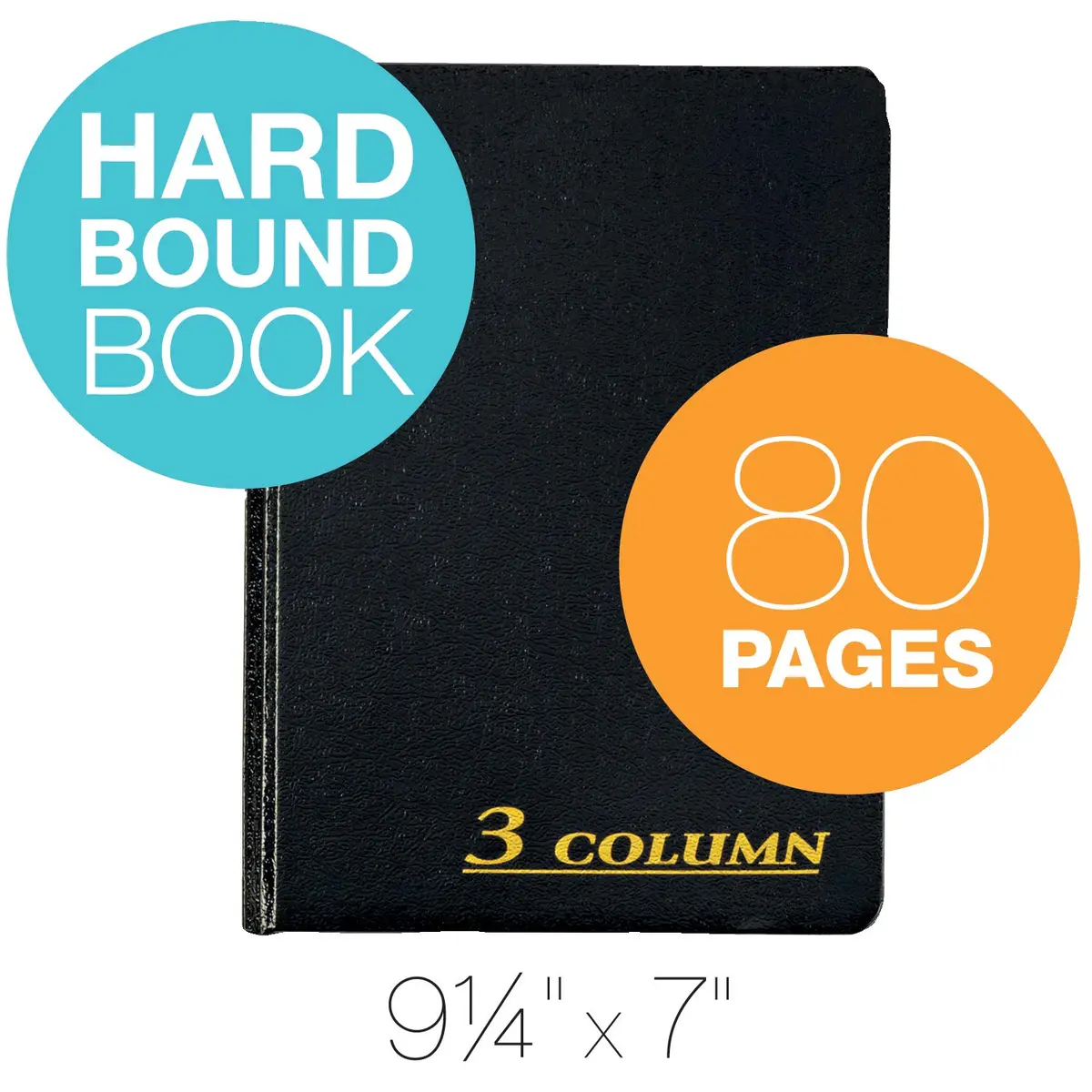 Adams Account Book, 7 x 9.25 Inches, Black, 3-Columns, 80 Pages | Professional Record Keeper - view 2