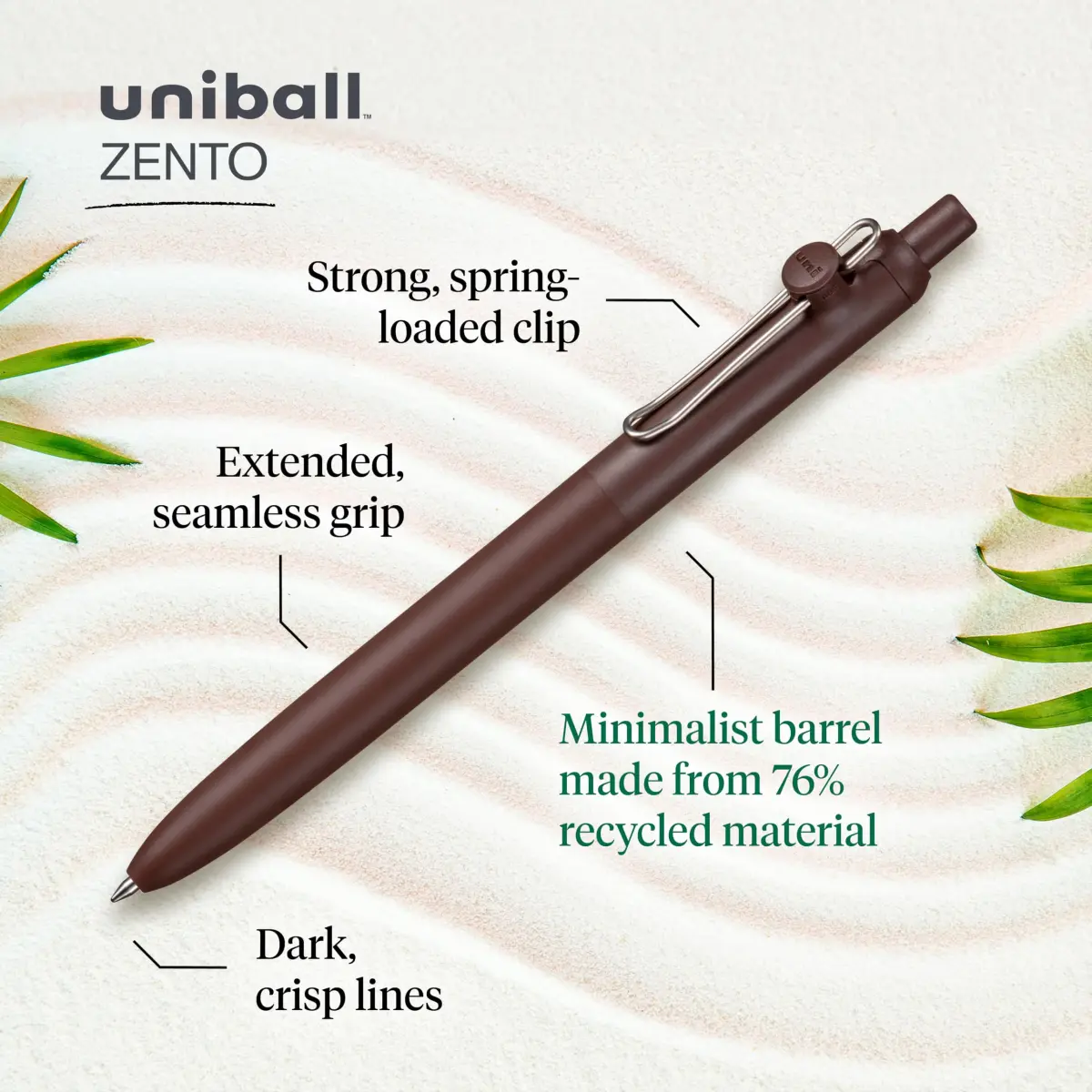 Uni-Ball Zento Liquid Gel Ink Retractable Pens, Medium Point (0.7mm), Boho Barrels, Black Ink, 144 Count | Smooth Writing Gel Pens for Students & Office - view 2