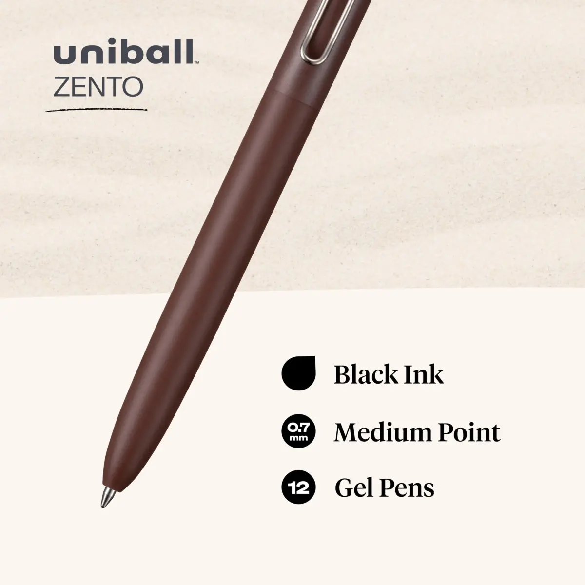 Uni-Ball Zento Liquid Gel Ink Retractable Pens, Medium Point (0.7mm), Boho Barrels, Black Ink, 144 Count | Smooth Writing Gel Pens for Students & Office - view 4