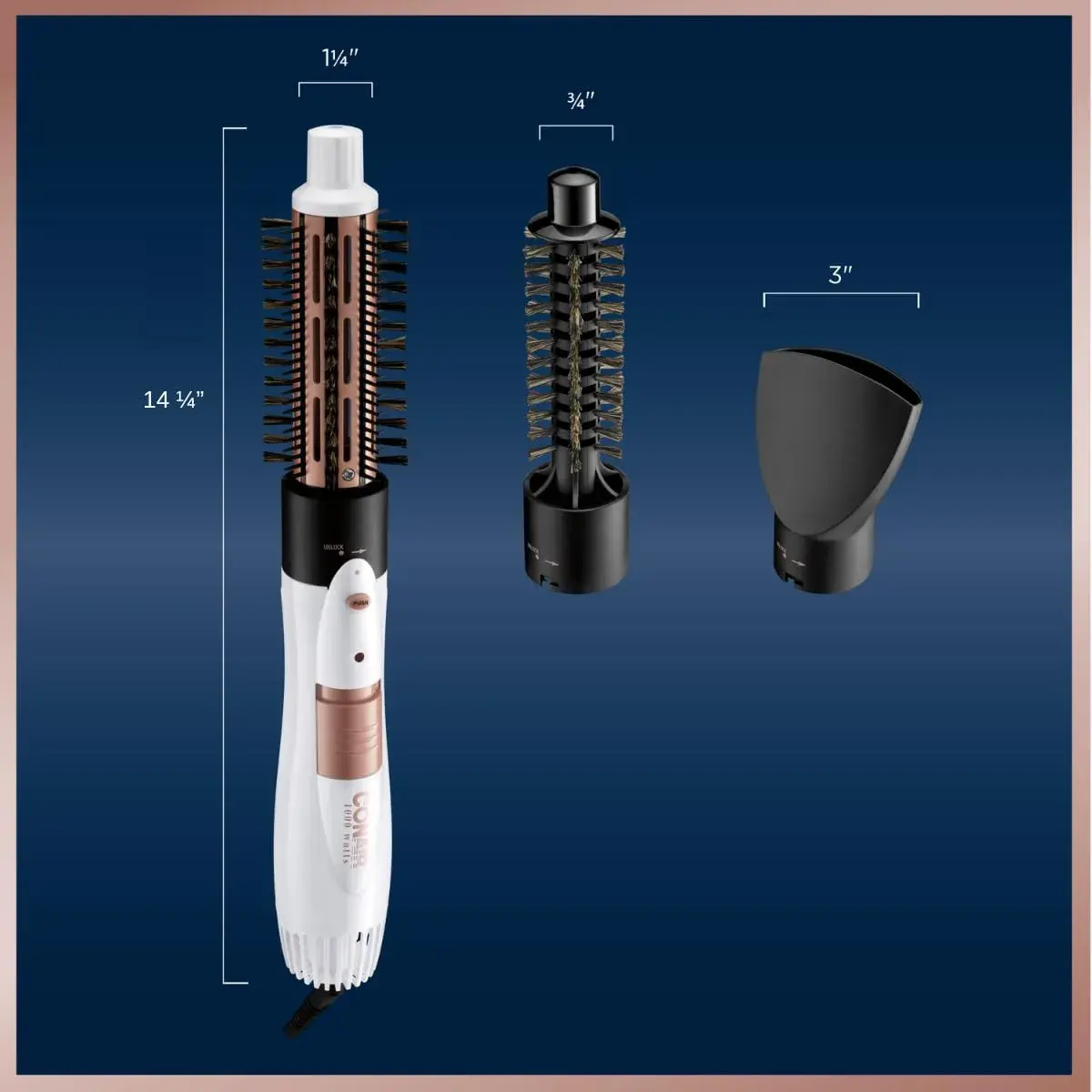 Conair Double Ceramic 3-in-1 Hot Air Brush with 4 Interchangeable Attachments | 1000W Styling Tool for Curls & Straight Styles - view 5