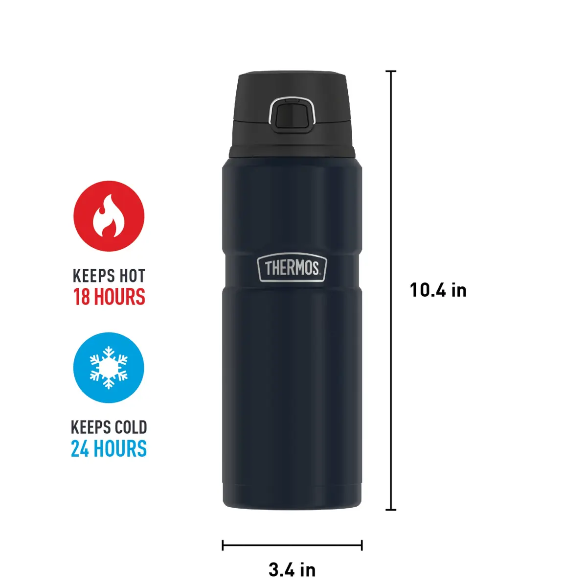 THERMOS Stainless King Vacuum-Insulated Drink Bottle 24oz | Keeps Drinks Hot 18h Cold 24h - view 5