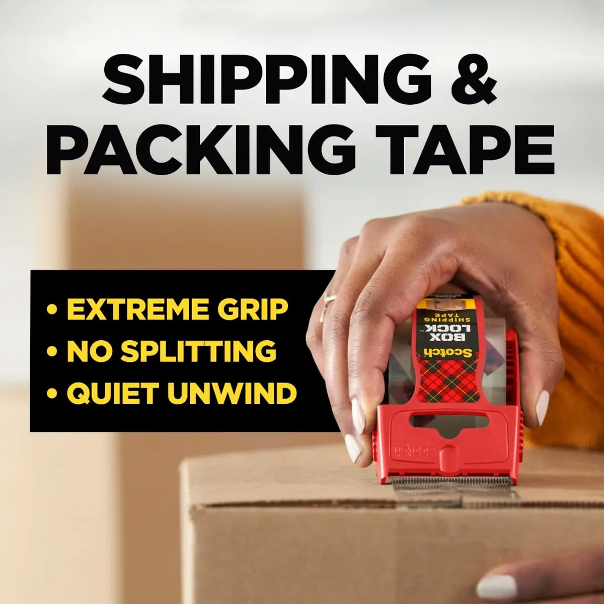 Scotch Box Lock Packing Tape Clear Extreme Grip 1.88 in. x 22.2 yd. | 6 Rolls with Dispensers - view 2