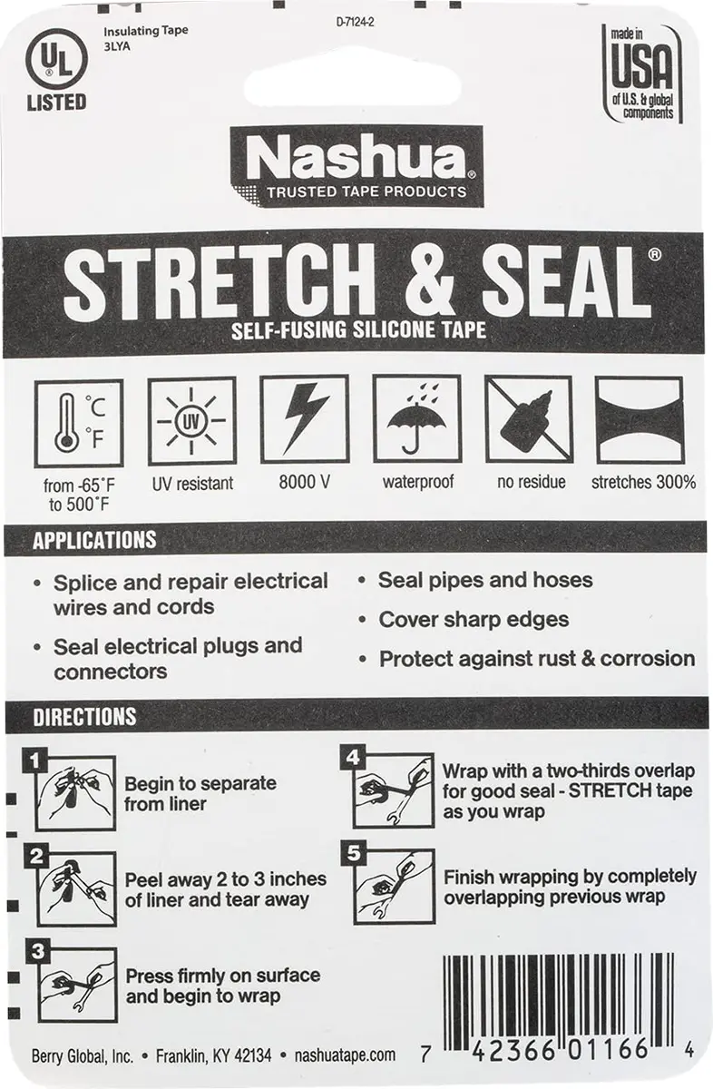 Nashua Stretch & Seal Self-Fusing Silicone Tape Clear 1 in. x 10 ft. (Pack of 6) | Sticks to Itself for Airtight, Waterproof Seals - view 2