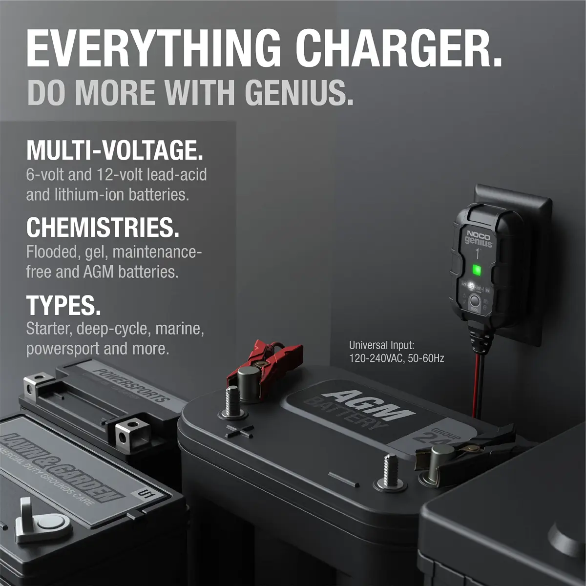 NOCO GENIUS1 1A 6V/12V Smart Battery Charger – Automatic Maintainer, Trickle Charger & Desulfator 156g (5.5oz) | Charges Dead Batteries - view 5