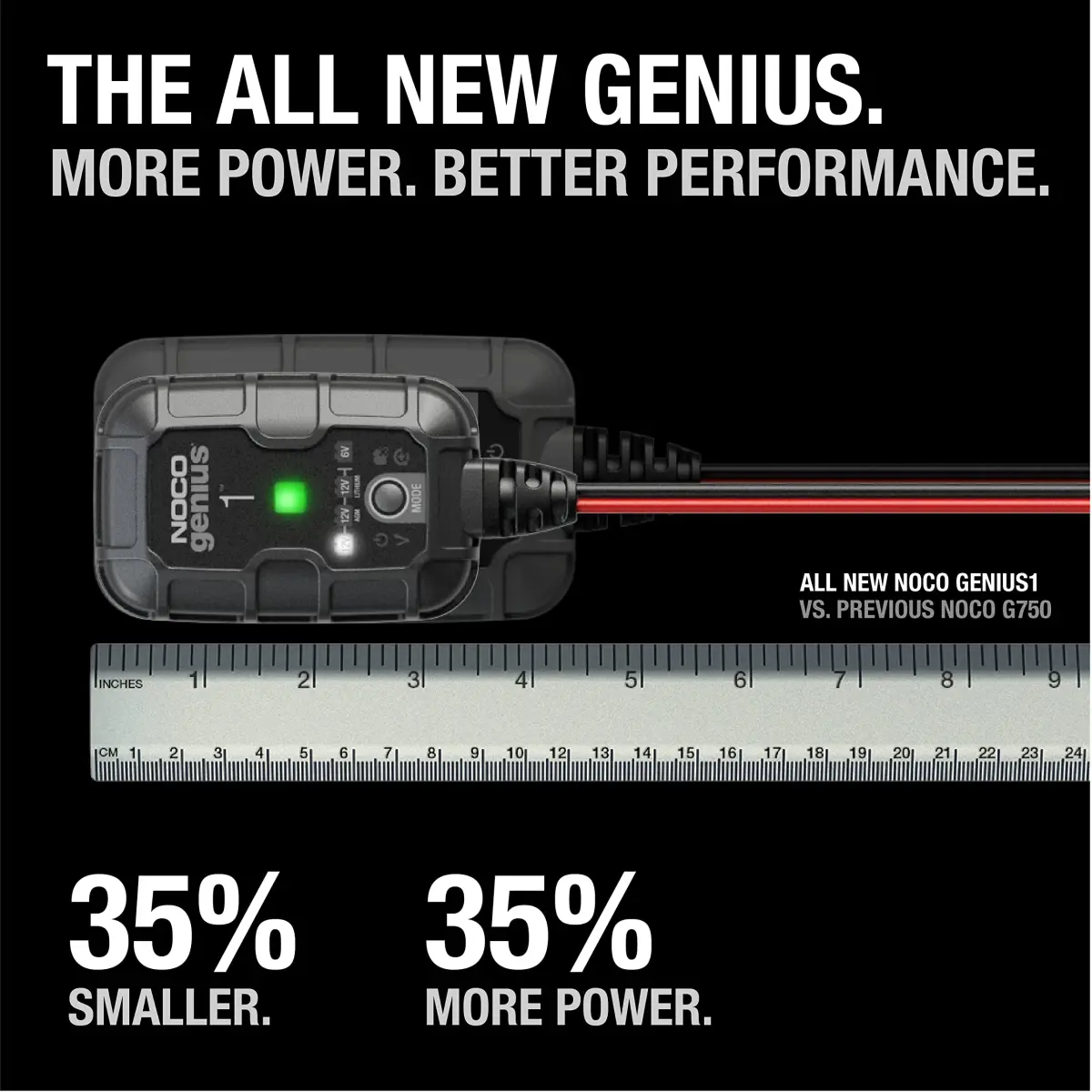 NOCO GENIUS1 1A 6V/12V Smart Battery Charger – Automatic Maintainer, Trickle Charger & Desulfator 156g (5.5oz) | Charges Dead Batteries - view 2