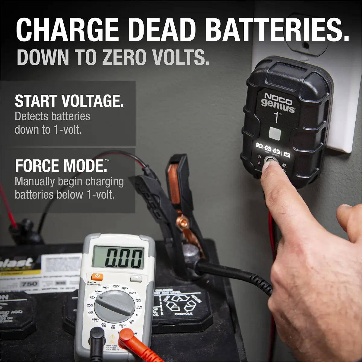 NOCO GENIUS1 1A 6V/12V Smart Battery Charger – Automatic Maintainer, Trickle Charger & Desulfator 156g (5.5oz) | Charges Dead Batteries - view 3