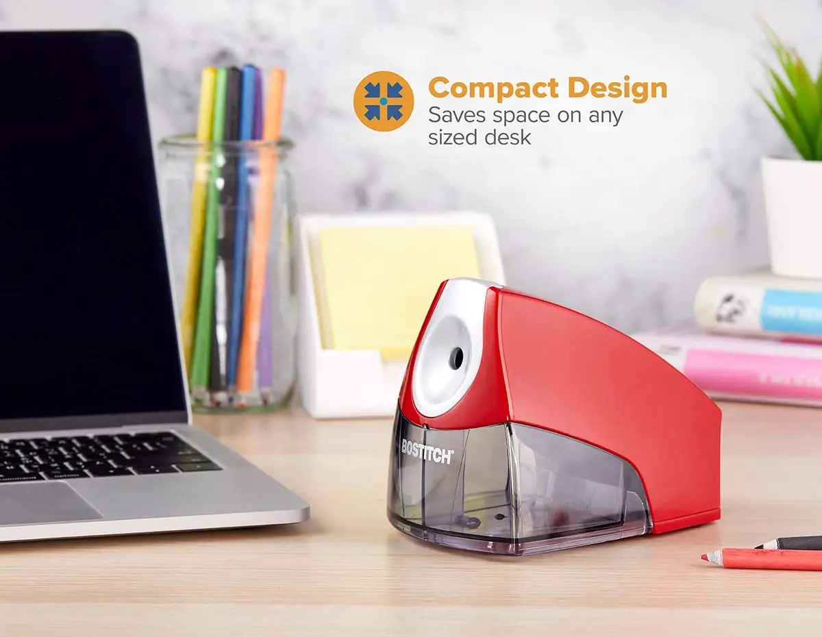Bostitch Office Electric Pencil Sharpener for Classroom & Desk Use, Heavy-Duty Stall-Free Motor, High-Capacity Shavings Tray, Red | 6 Pack - view 3