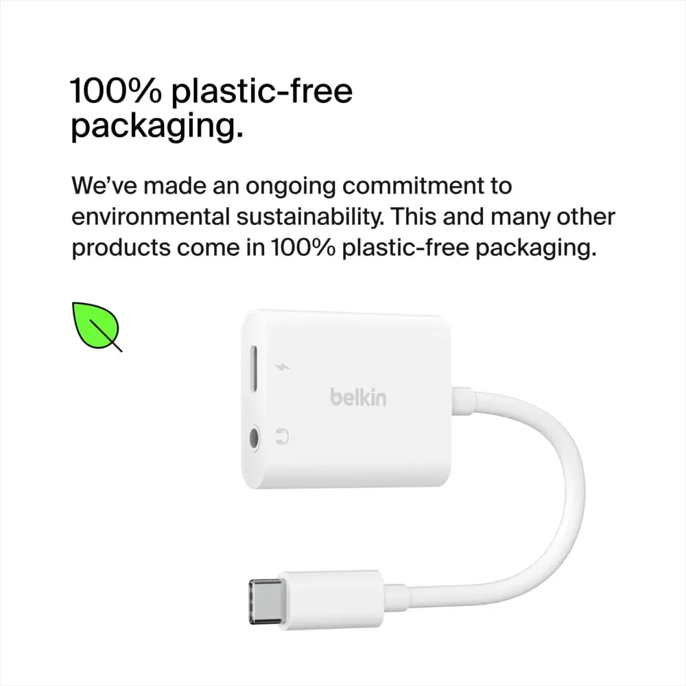 Belkin Rockstar™ 3.5mm Audio with USB-C Charge Adaptor Included, White (Pack of 6) | Dual Port USB-C Audio & Fast Charging - view 6