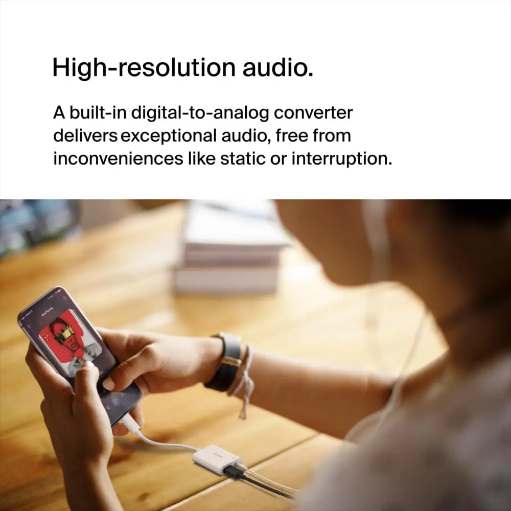 Belkin Rockstar™ 3.5mm Audio with USB-C Charge Adaptor Included, White (Pack of 6) | Dual Port USB-C Audio & Fast Charging - view 4