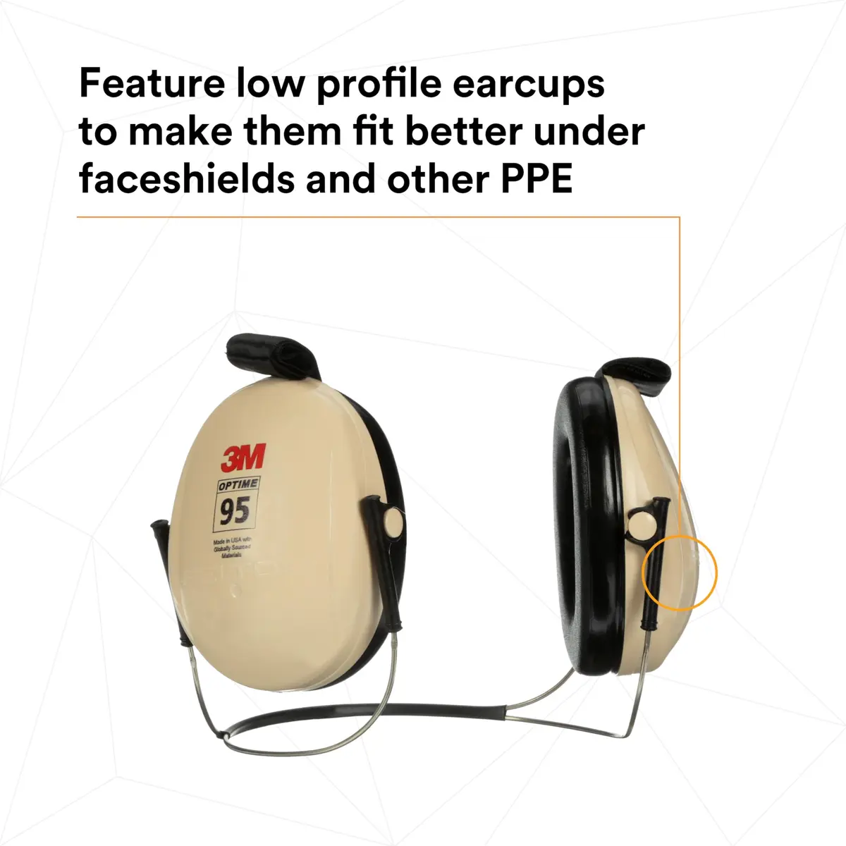 3M PELTOR Optime 95 Earmuffs, Behind-the-Head, 21 dB NRR, 78 oz (2.22 kg) | Industrial Hearing Protection - view 5