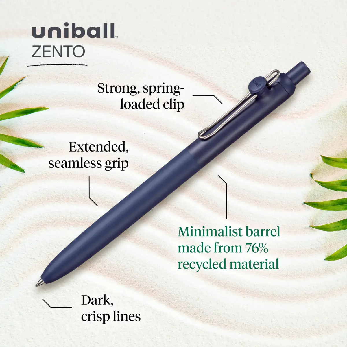 Uni-Ball Zento Liquid Gel Ink Retractable Pens, Medium Point (0.7mm), Muted Barrels, Black Ink, Pack of 144 | Smooth Writing for Professionals & Students - view 2