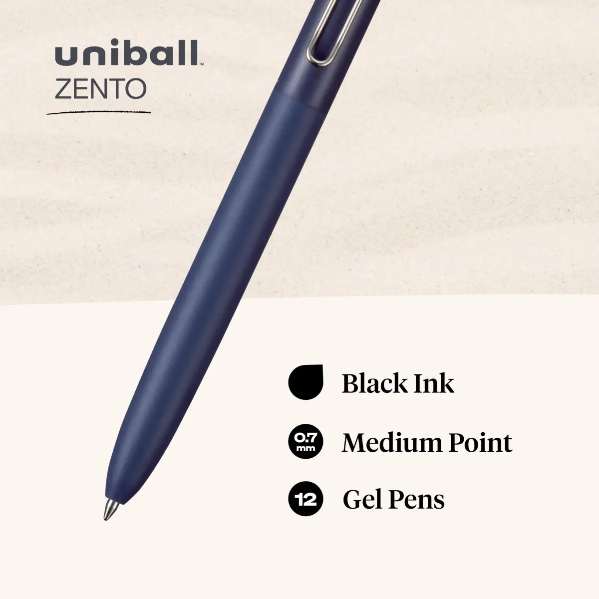 Uni-Ball Zento Liquid Gel Ink Retractable Pens, Medium Point (0.7mm), Muted Barrels, Black Ink, Pack of 144 | Smooth Writing for Professionals & Students - view 4