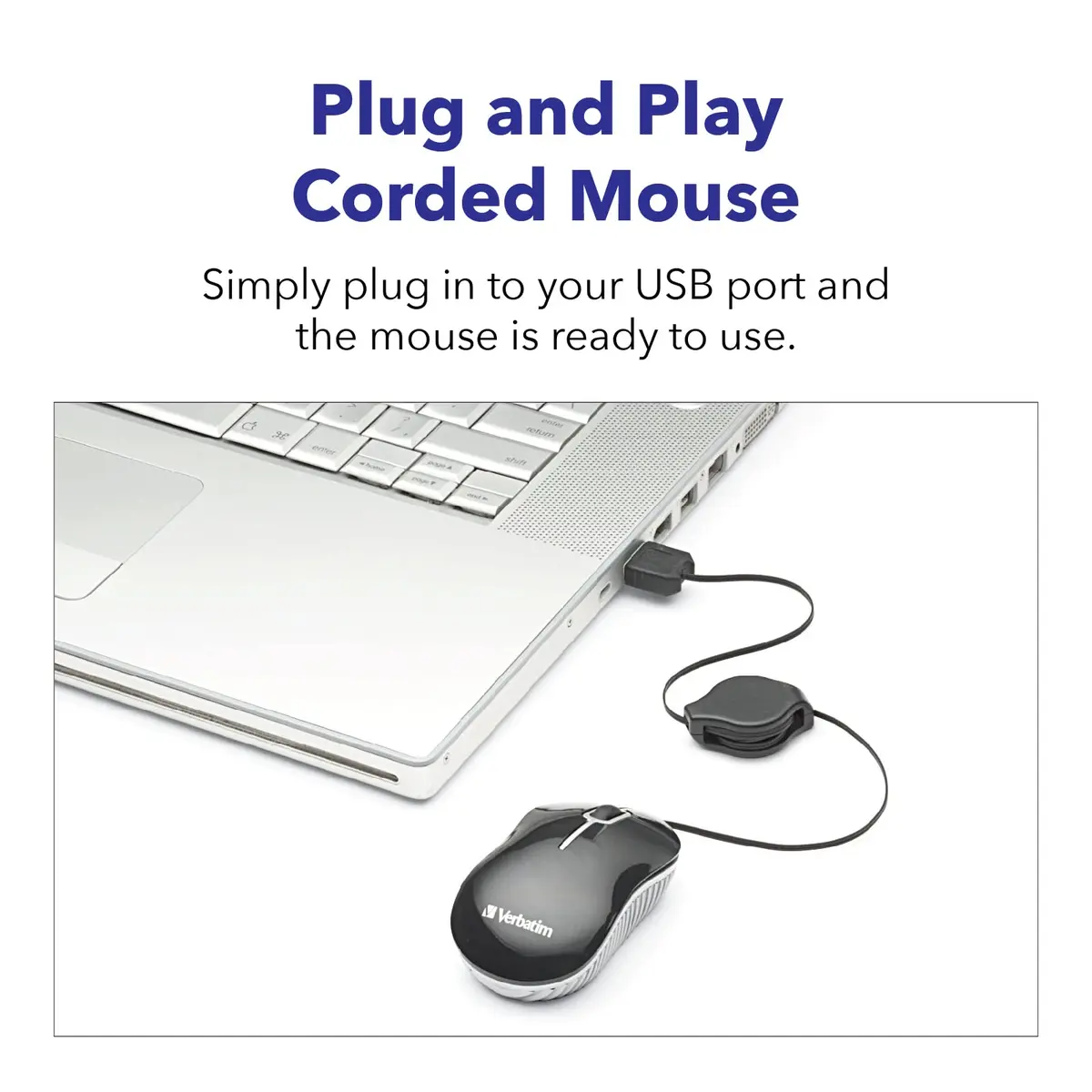 Verbatim Wired Optical Computer Mini USB-A Mouse - Pack of 10 | Plug & Play Retractable Cable - view 5