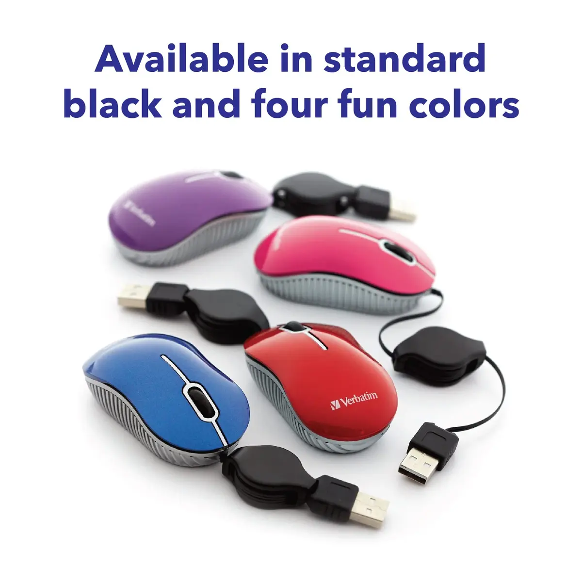 Verbatim Wired Optical Computer Mini USB-A Mouse - Pack of 10 | Plug & Play Retractable Cable - view 7