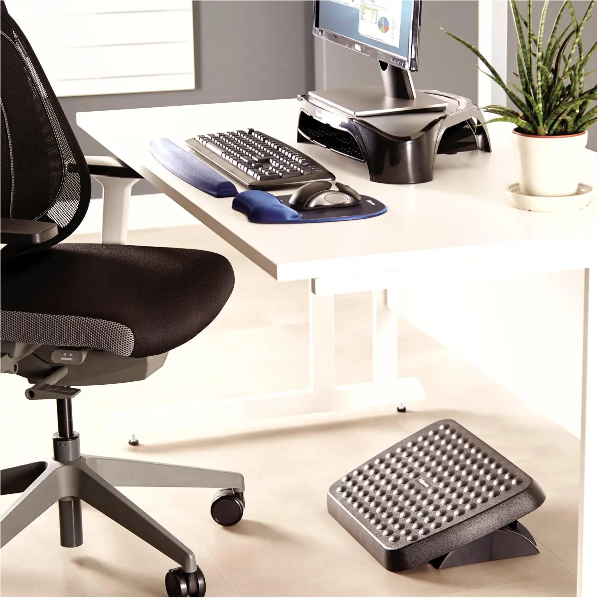 Fellowes Standard Foot Rest 2-Pack Graphite | Dual-Position Height Adjustment & Free-Floating Platform - view 7