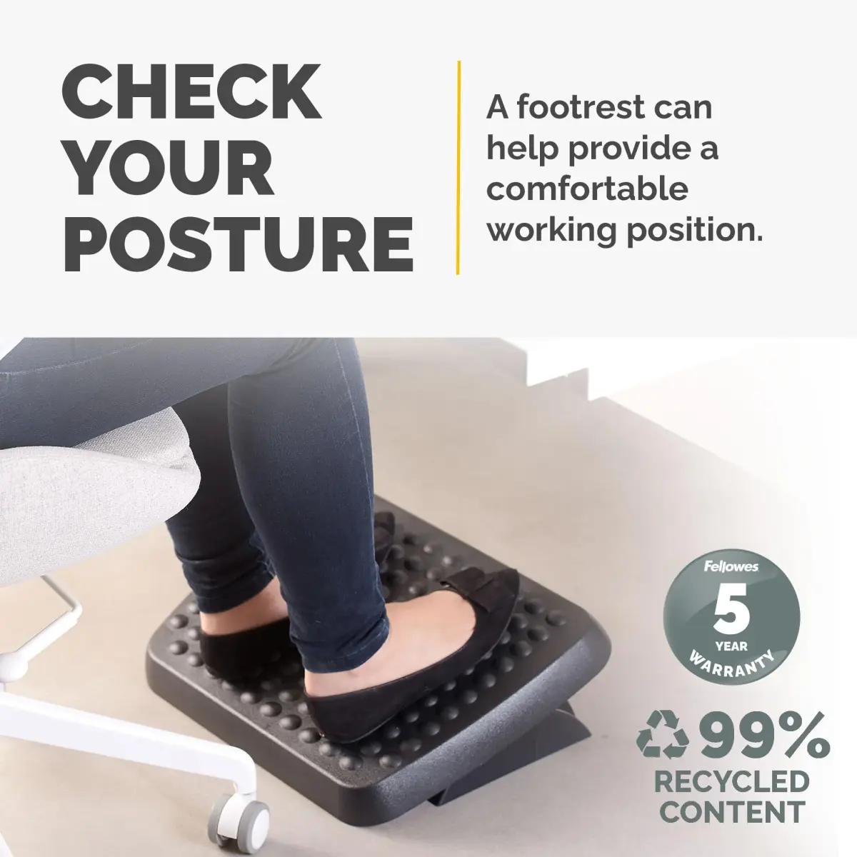 Fellowes Standard Foot Rest 2-Pack Graphite | Dual-Position Height Adjustment & Free-Floating Platform - view 2