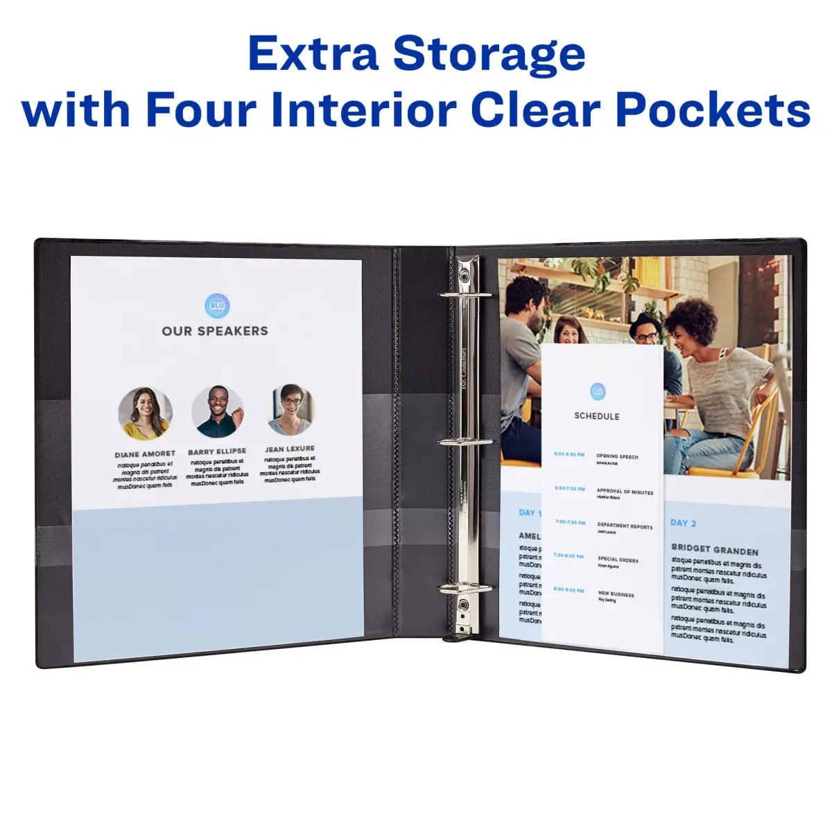 Avery Heavy-Duty View 3 Ring Binder, 3" One Touch Slant Rings, Holds 8.5" x 11" Paper, 1 Light Blue Binder (Pack of 4) | Durable Office & School Supply - view 5