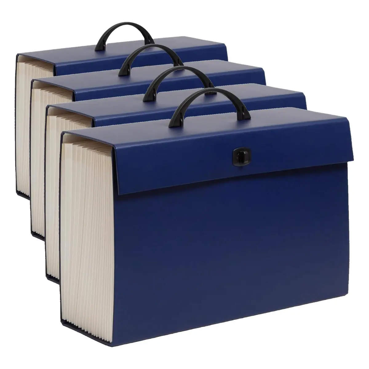 Smead Portable Expanding File Box, 19 Pockets, Blank Tabs, Legal Size, Blue (Pack of 4) | Heavy-Duty Document Organizer for Office & Travel - main product image