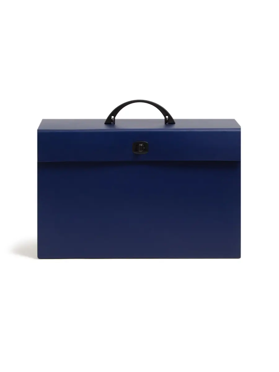 Smead Portable Expanding File Box, 19 Pockets, Blank Tabs, Legal Size, Blue (Pack of 4) | Heavy-Duty Document Organizer for Office & Travel - view 2