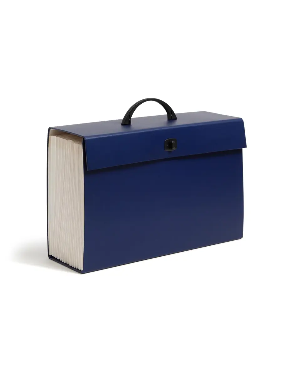 Smead Portable Expanding File Box, 19 Pockets, Blank Tabs, Legal Size, Blue (Pack of 4) | Heavy-Duty Document Organizer for Office & Travel - view 3