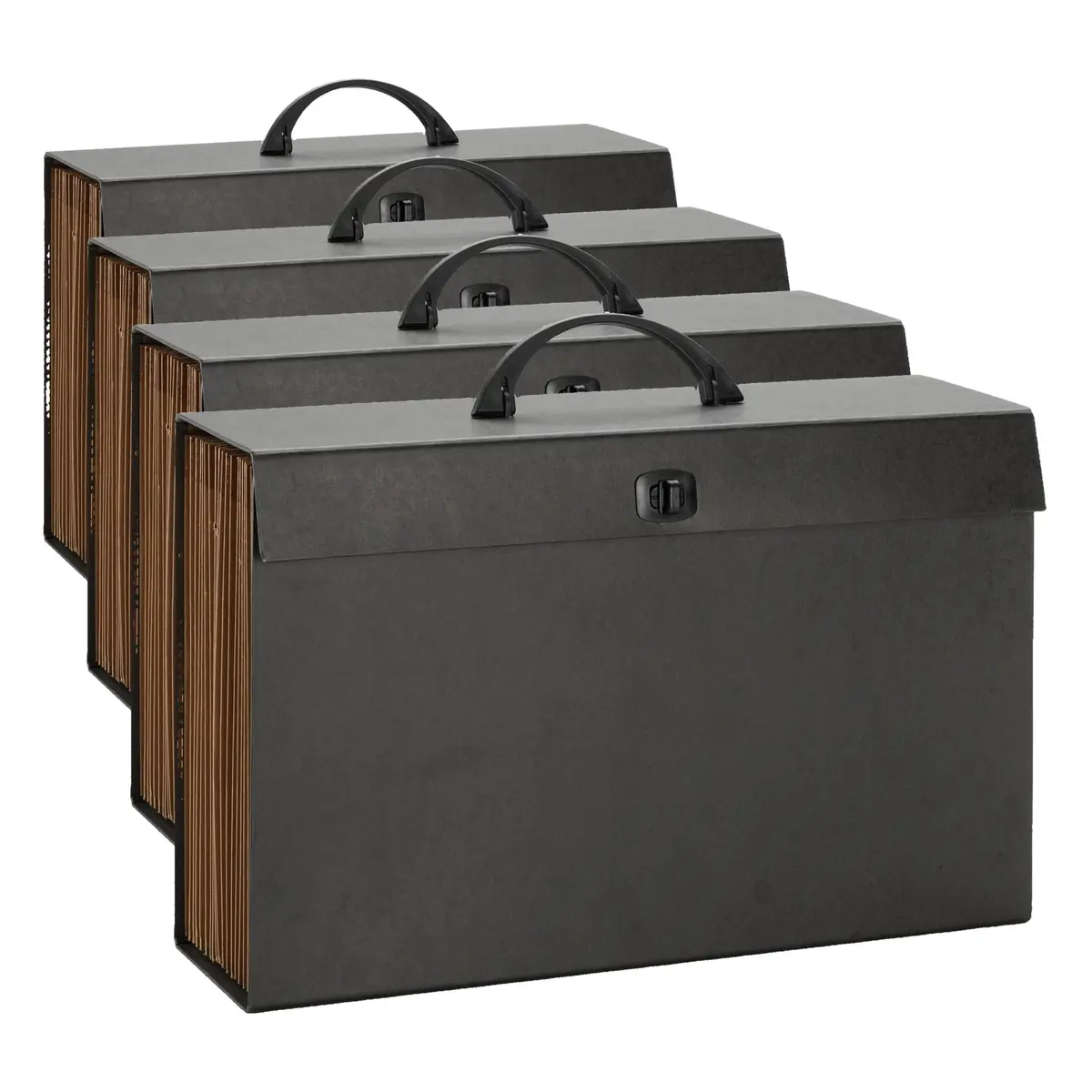 SMEAD Legal Size Expanding File Box with 19 Pockets | A-Z & Subject Index, Black, Pack of 4 - main product image