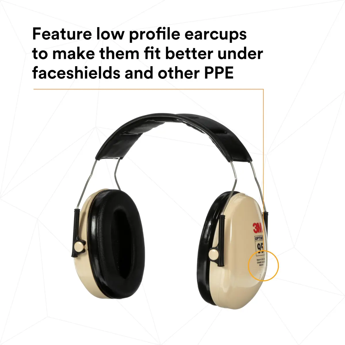 3M Peltor H6AV Optime 95 Noise Reduction Earmuffs, Beige, 21dB NRR | Industrial Use Pack of 10 - view 5