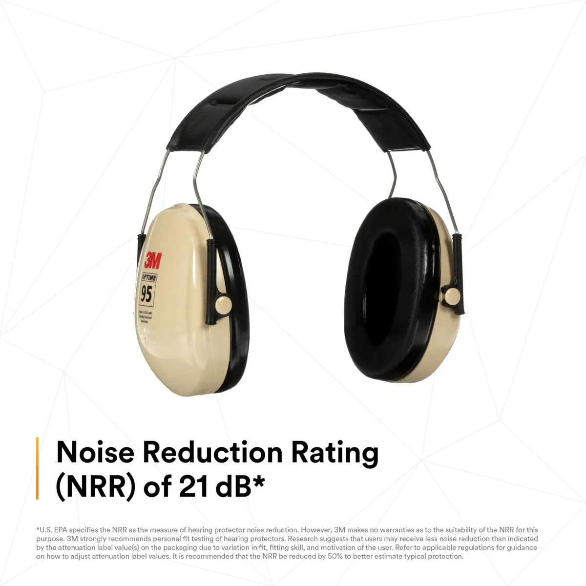 3M Peltor H6AV Optime 95 Noise Reduction Earmuffs, Beige, 21dB NRR | Industrial Use Pack of 10 - view 4