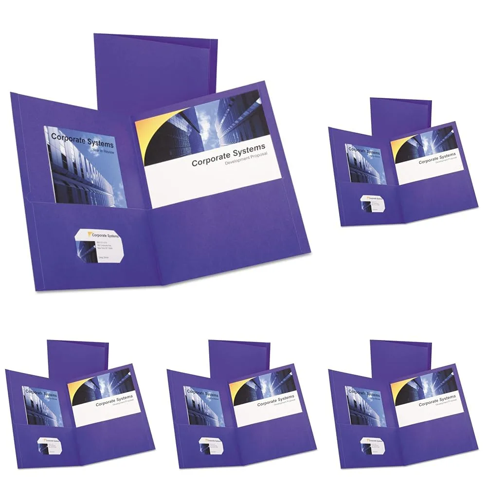 Oxford Two Pocket Folders Textured Paper Purple Letter Size, 25 Count (Pack of 5) | Premium Textured Paper for School & Office - main product image