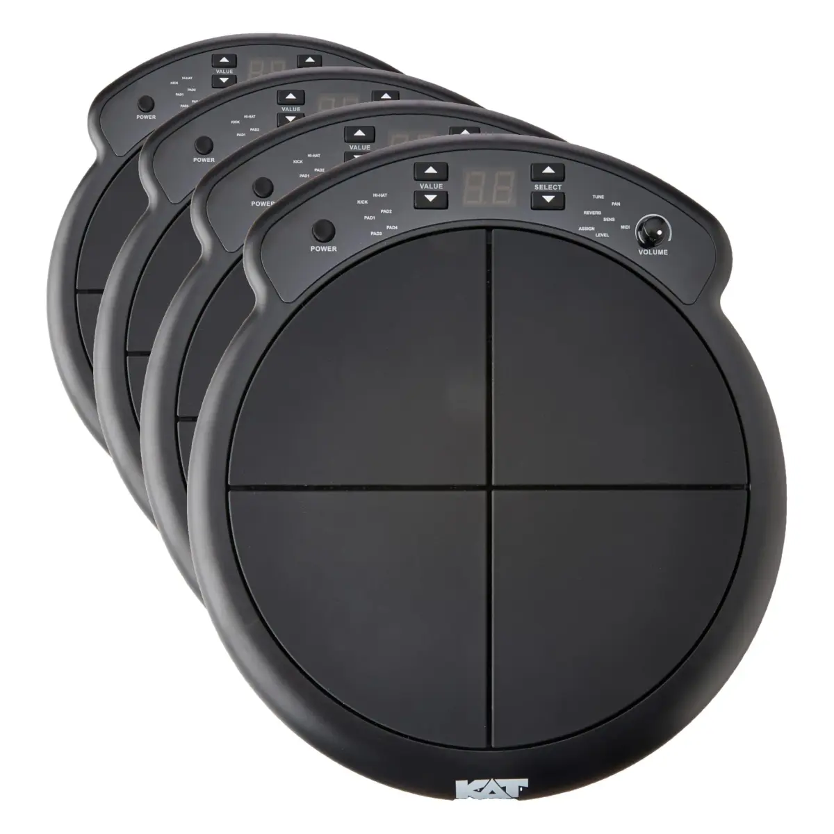 KAT Percussion KTMP1 Electronic Drum and Percussion Pad Sound Module, Black (Pack of 4) | 4 Velocity-Sensitive Pads - main product image