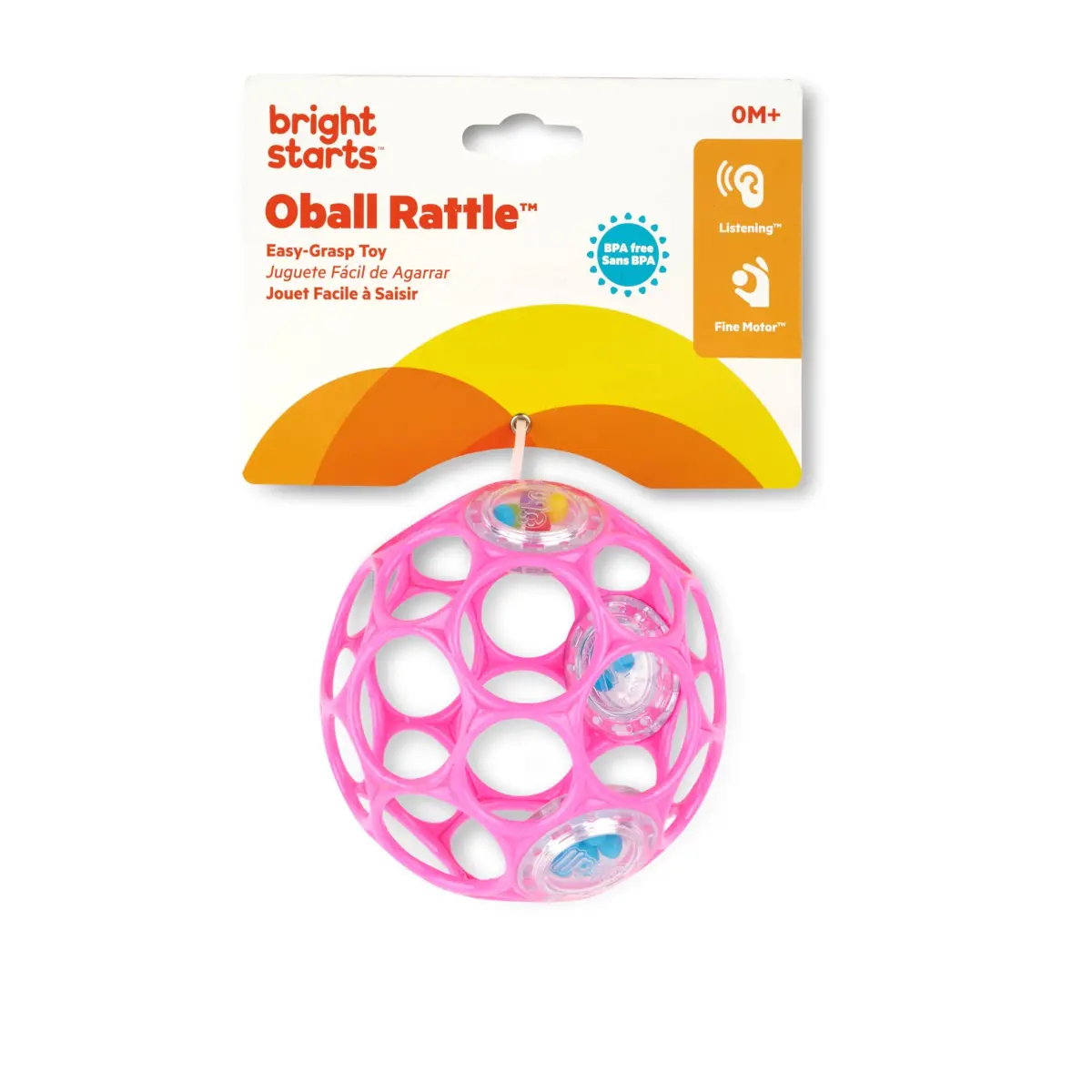 Bright Starts Oball Easy-Grasp Baby Rattle Ball, Pink, 6-Pack | BPA-Free for Newborns and Up - view 4