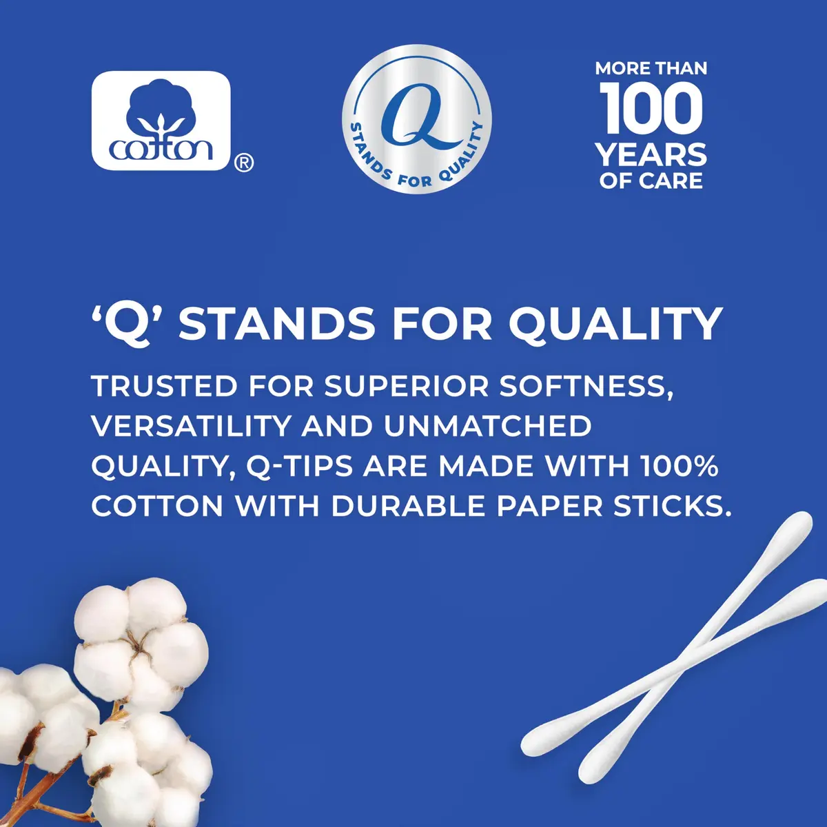 Q-tips Cotton Swabs 375 Count | 100% Cotton, Gentle & Versatile (70-120 chars) - view 2