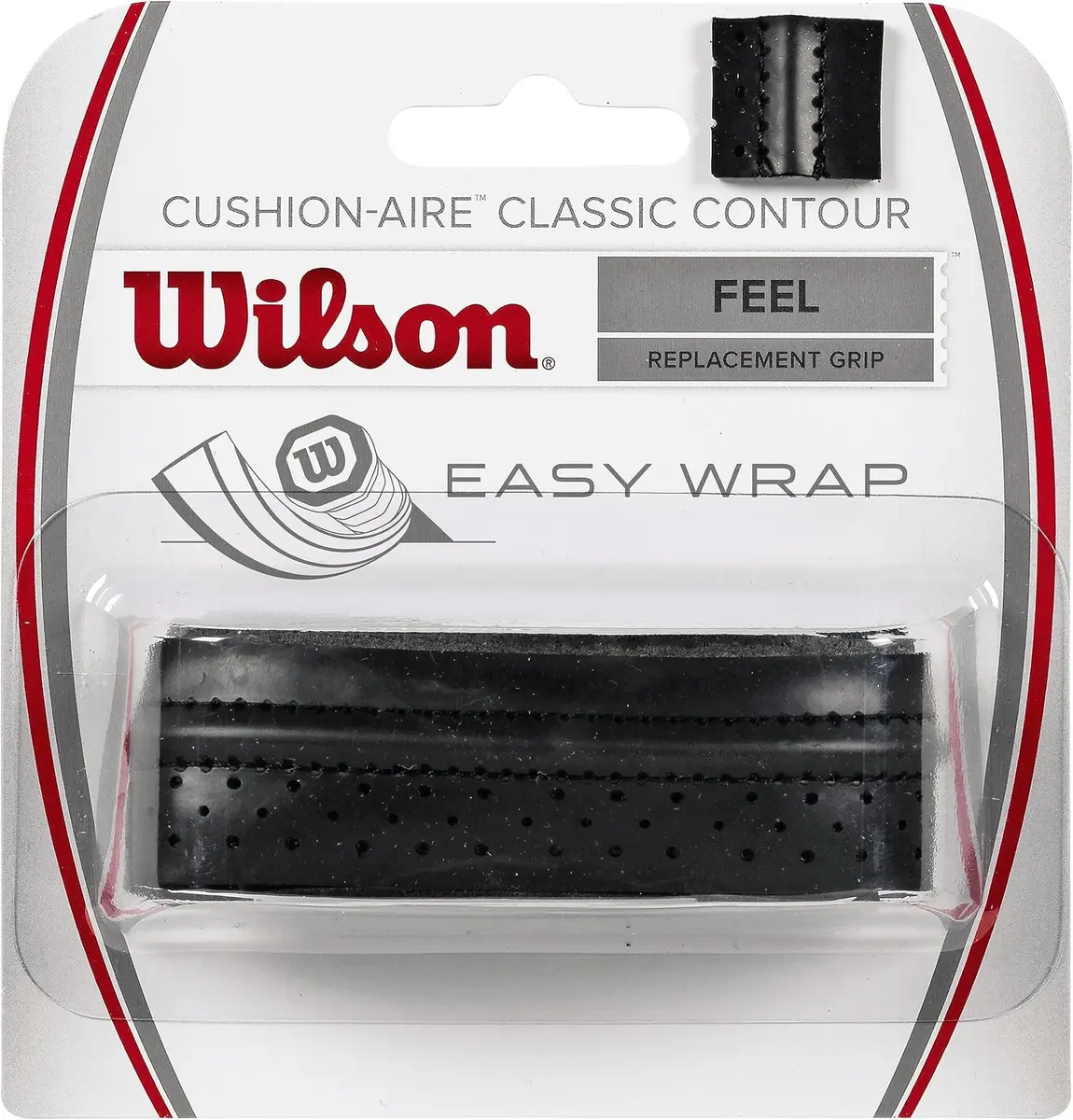 Wilson Sporting Goods Classic Contour Replacement Tennis Racquet Grip, Black, One Size (Pack of 6) | Enhanced Feel & Raised Edge - main product image