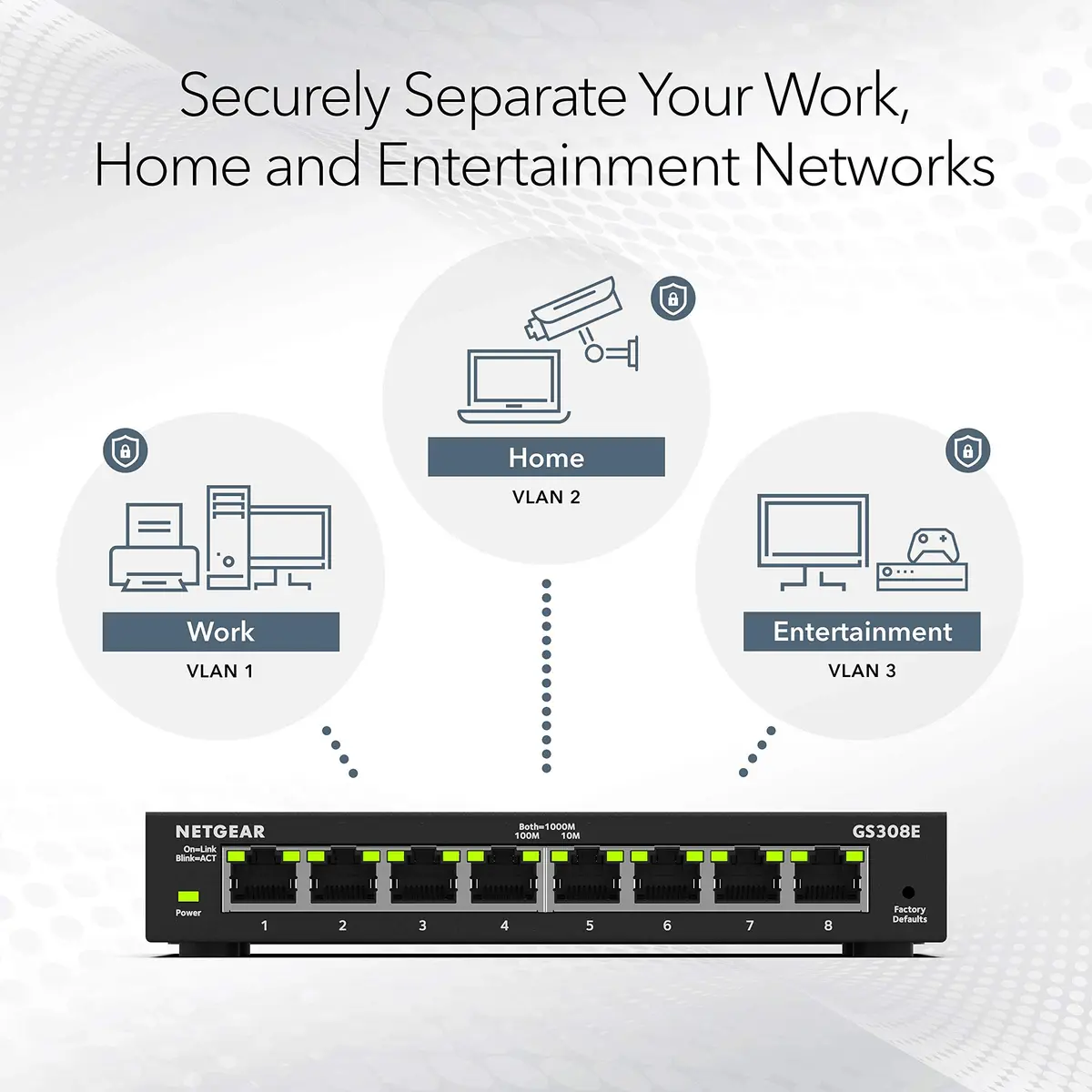 NETGEAR 8-Port Gigabit Ethernet Easy Smart Managed Switch (GS308E) - Pack of 6 | Silent Operation, Desktop or Wall Mount - view 5